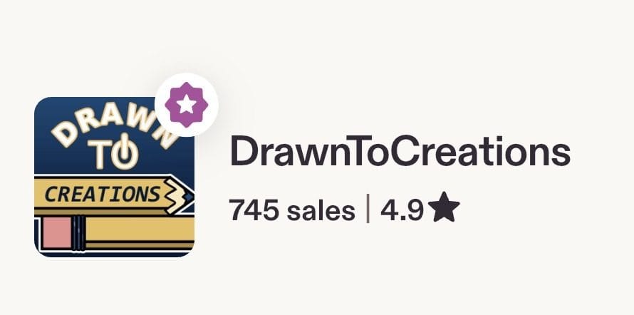 DrawnToCreations on Etsy — 745 sales, 4.9-star rating